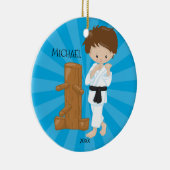 Karate Boy Persoonlijke kerstversiering Keramisch Ornament (Rechts)