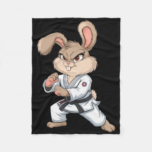 Karate Bunny Martial Arts Rabbit Funny For Kids Bo Fleece Deken (Voorkant)