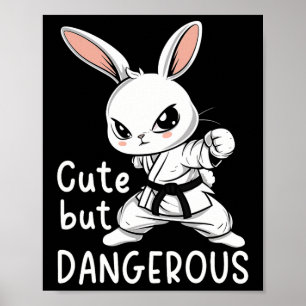 Karate Bunny Schattigee maar gevaarlijke grappige Poster