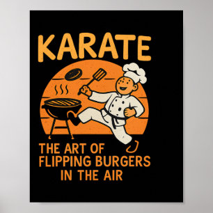 Karate Burgers Flip Koken Martial Arts Humor Ontwe Poster