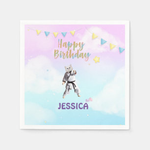 Karate Cat Birthday Party Girl Party Servet