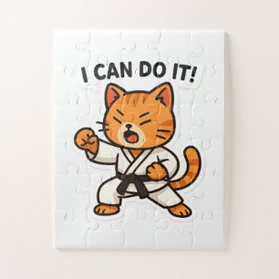 Karate Cat Sticker Legpuzzel