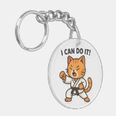 Karate Cat Sticker Sleutelhanger (Voorkant Links)