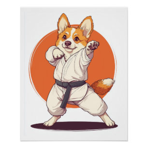 Karate Corgi � Vechtkunst Hond Perfect Poster