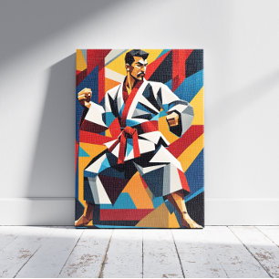 Karate Cubisme Canvasprint Canvas Afdruk