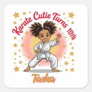 Karate Cutie Verjaardag Meisje Viering Martial Art Vierkante Sticker