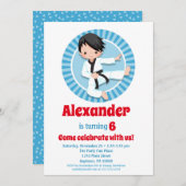 Karate de cheveux noirs Judo Boys Invitation d'ann (Devant / Derrière)