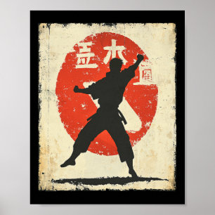 Karate Distressed Silhouette Japanese Mart Poster