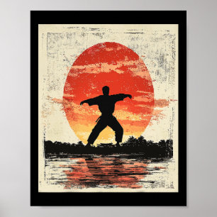 Karate Distressed Silhouette Japanese Mart Poster