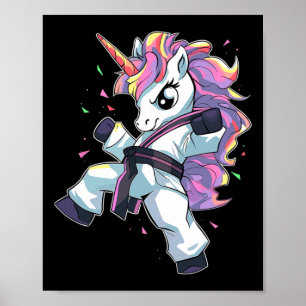 Karate Eenhoorn Meisje Martial Arts Taekwondo Kick Poster