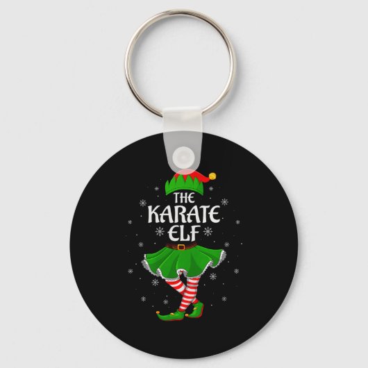 Karate Elf Christmas Family Girls Women Elf Squad Sleutelhanger (Voorkant)