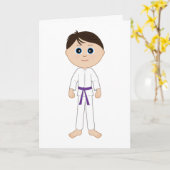 Karate feliciteert Paarse riem Kaart (Gele Bloem)