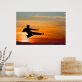 Karate frappe au lever du soleil, affiche (Cuisine)