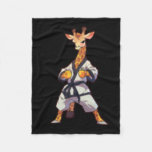 Karate Giraffe Taekwondo Martial Arts Vechters Fleece Deken