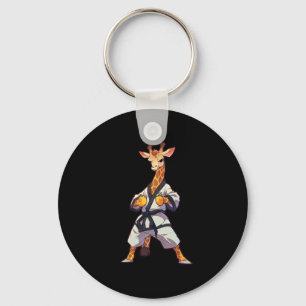 Karate Giraffe Taekwondo Martial Arts Vechters Sleutelhanger