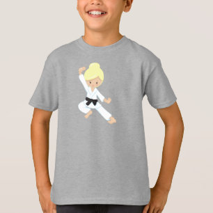 Karate Girl, Cute Girl, Black Belt, Blonde Hair T-shirt