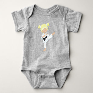 Karate Girl, Cute Girl, Blonde Hair, Zwarte Belt Romper