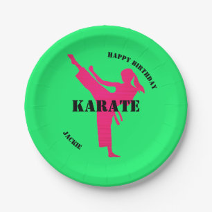 Karate Girl Happy Birthday met Bord op papier