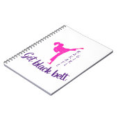 Karate Girl Pink Black Belt Modern Trendy  Notitieboek (Linkerzijde)