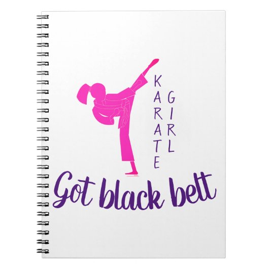 Karate Girl Pink Black Belt Modern Trendy  Notitieboek (Voorkant)
