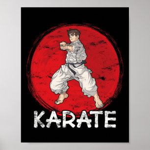 Karate Grunge Ontwerp Een Man in anime stijl doet Poster