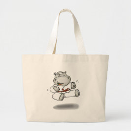 Karate Hippo Grote Tote Bag