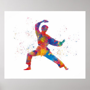 Karate in waterverf poster