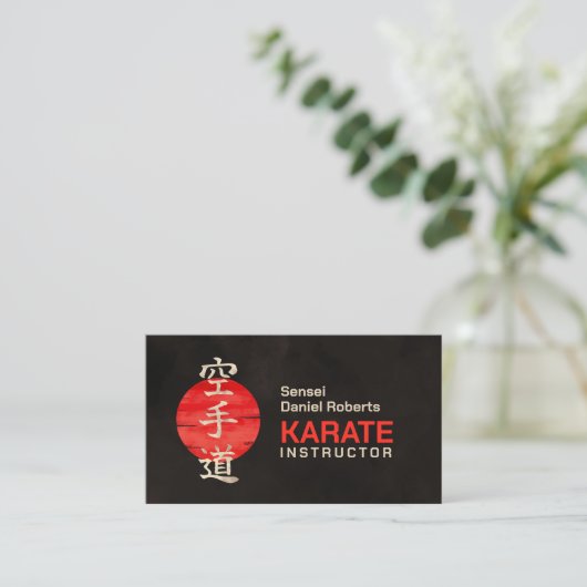 Karate instructor - Japanese Kanji and sun Visitekaartje (Staand voorkant)