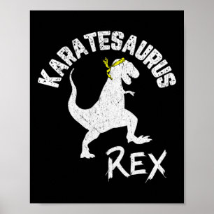 Karate Karatesaurus Rex Dinosaur Grappige Krijgsku Poster