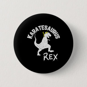 Karate Karatesaurus Rex Dinosaur Grappige Vechtkun Ronde Button 5,7 Cm