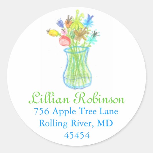 Karate Kat Graphics bloem bos adreslabel Ronde Sticker (Voorkant)