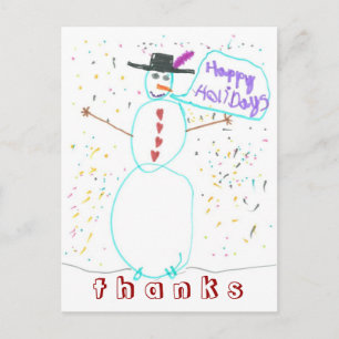 Karate Kat Graphics snowman thank-you Feestdagenkaart