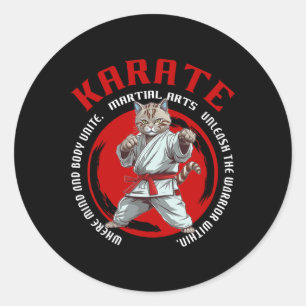 Karate Kat Vechters Martial Arts Karate Kat Voor K Ronde Sticker