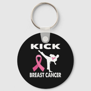 Karate Kick Borstkanker Bewustzijn Roze 1 Sleutelhanger