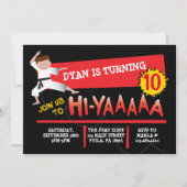 Karate Kick Red Anniversaire Fête Invitation (Devant)