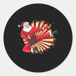 Karate Kick Santa Judo Taekwondo Martial Arts Chri Ronde Sticker