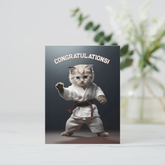 Karate Kitten Briefkaart (Staand voorkant)