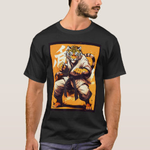 Karate Koning Grafisch Met een Tijger Karate Krijg T-shirt
