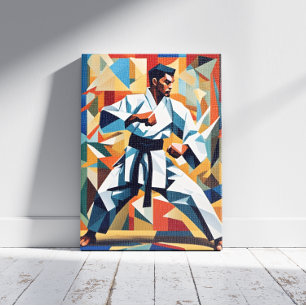 Karate kubisme canvas afdruk