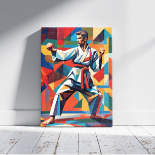 Karate kubisme canvas afdruk