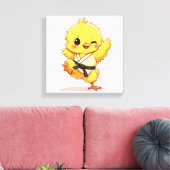 Karate Kuiken Canvas Afdruk (Insitu (Woonkamer))