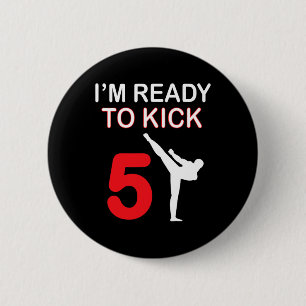 Karate Lovers Gift Boys Verjaardag Kinder Kick 5 Ronde Button 5,7 Cm