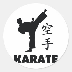 karate man chinese symbolen pictogram ronde sticker
