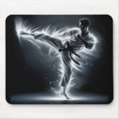 Karate Man met Neon Energy Light Trails Muismat (Voorkant)