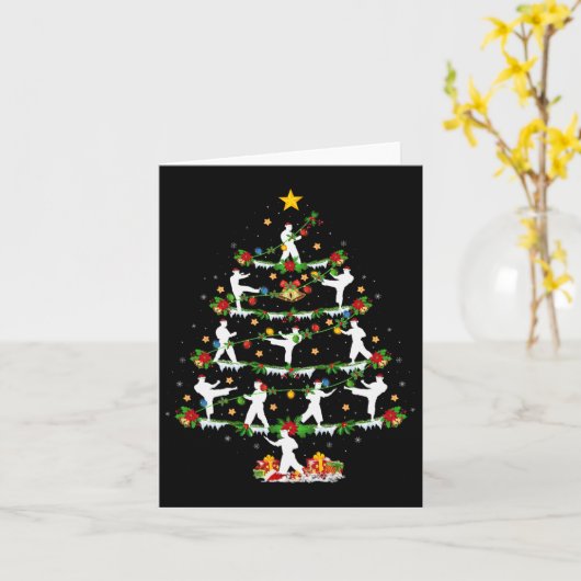 Karate Martial Art Lover Xmas Lighting Karate Chri Kaart (Gele Bloem)