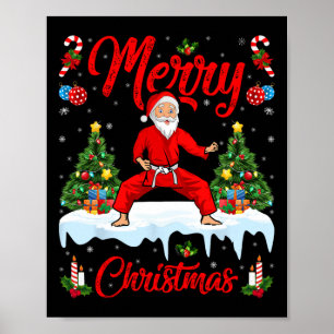 Karate Martial Art Lover Xmas Santa Play Karate Poster