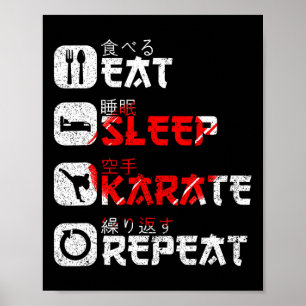 Karate Martial Arts Japanse Sun Eat Sleep Karate Poster