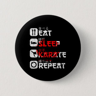 Karate Martial Arts Japanse Sun Eat Sleep Karate Ronde Button 5,7 Cm