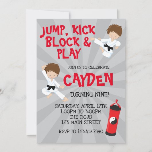 Karate Martial Arts Rood en Zwart Verjaardag Kaart (Voorkant)