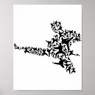 Karate Martial Arts Vliegende Trap Boksen Kickboks Poster
